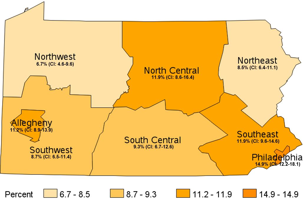 Does Not Have a Personal Health Care Provider, <br>Pennsylvania Health Districts, 2021